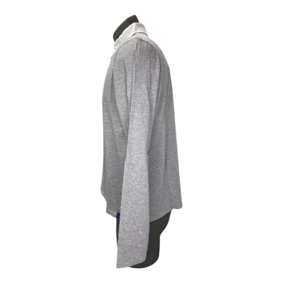 Kule Mens Polo Shirt Heather Gray Size L The Rugby Long Sleeve Buttoned Collar - Picture 5 of 11